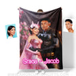 Blankets Personalized Valentine Day's Batman Barbi 2 Blanket | Custom Face & Name Couple Blanket