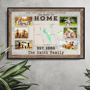 Posters, Prints, & Visual Artwork Personalized Valentine Family Map Location - Custom Photo & Name Poster Canvas Print