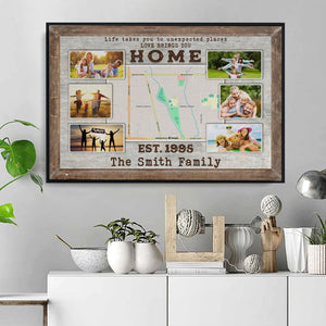 Posters, Prints, & Visual Artwork Personalized Valentine Family Map Location - Custom Photo & Name Poster Canvas Print