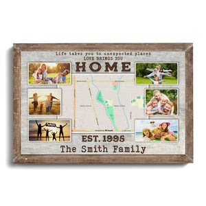 Posters, Prints, & Visual Artwork Personalized Valentine Family Map Location - Custom Photo & Name Poster Canvas Print