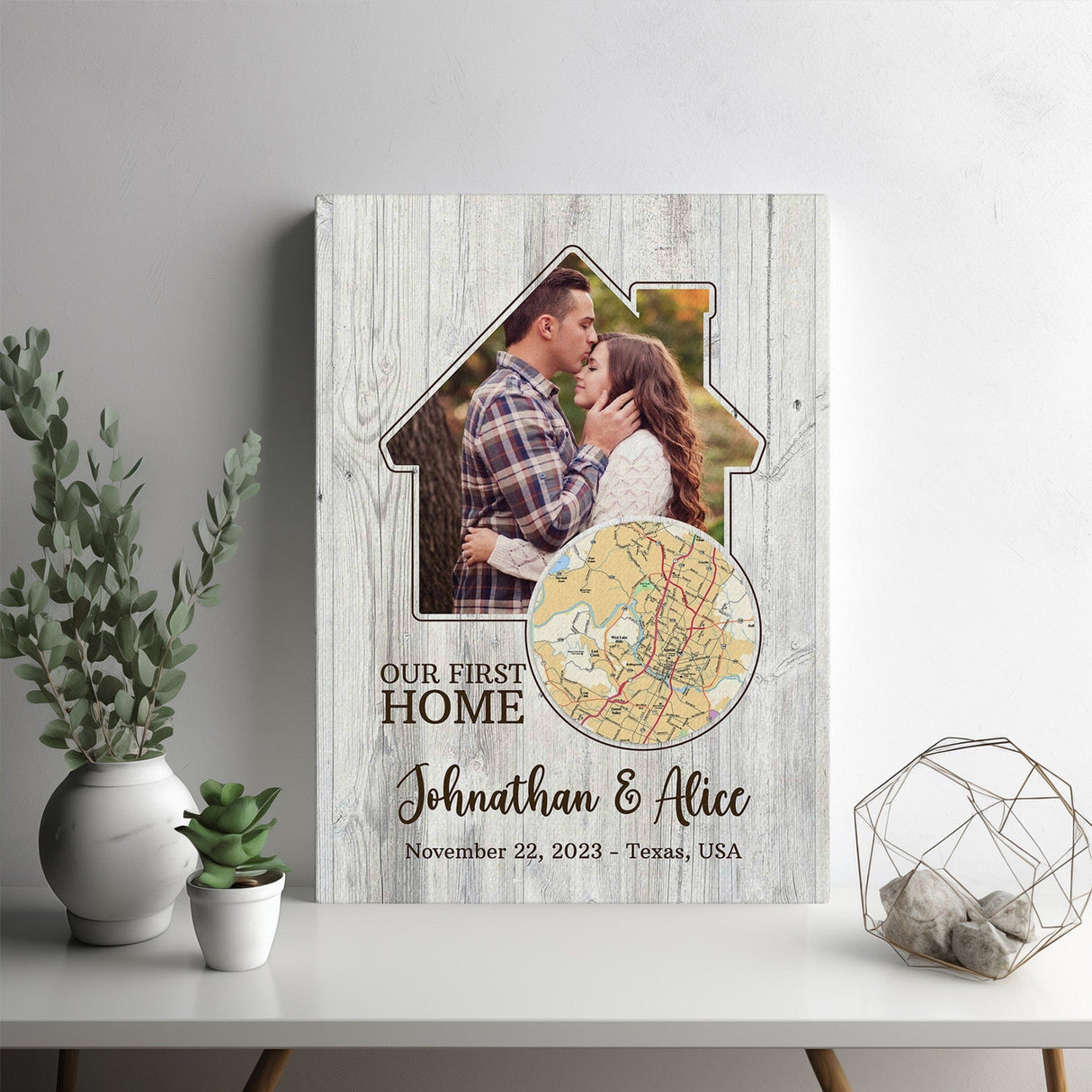 Posters, Prints, & Visual Artwork Personalized Valentine First Home Location - Custom Photo & Name Poster Canvas Print