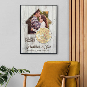 Posters, Prints, & Visual Artwork Personalized Valentine First Home Location - Custom Photo & Name Poster Canvas Print