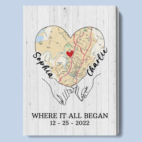 Posters, Prints, & Visual Artwork Personalized Valentine Map Location - Custom Map & Name Poster Canvas Print