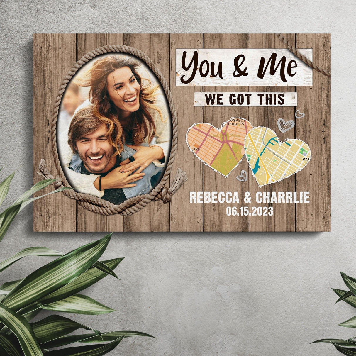 Posters, Prints, & Visual Artwork Personalized Valentine Map Location - Custom Photo & Name Poster Canvas Print