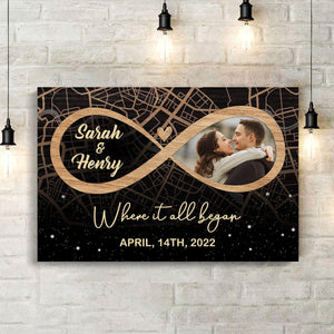 Posters, Prints, & Visual Artwork Personalized Valentine Map Location - Custom Photo & Name Poster Canvas Print