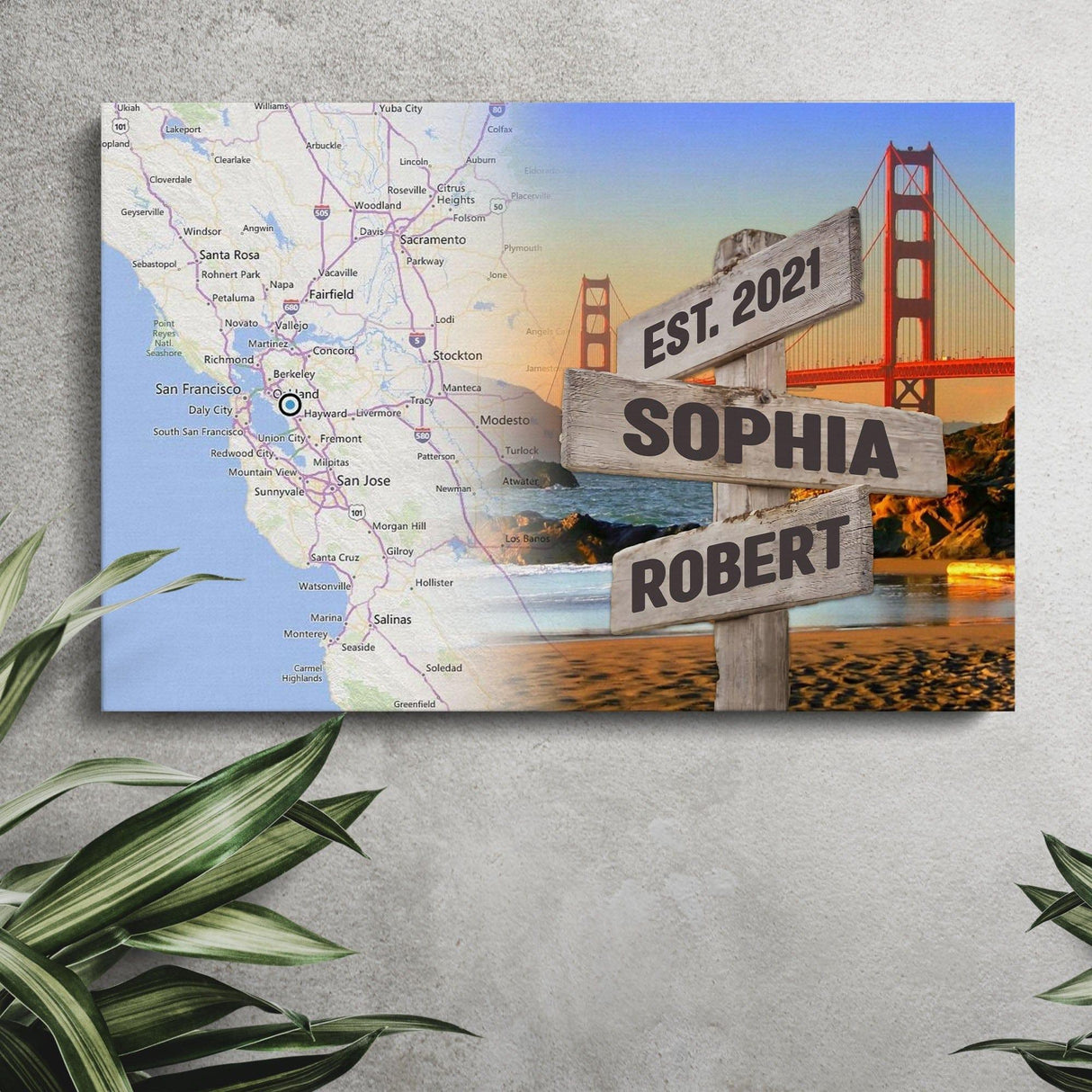 Posters, Prints, & Visual Artwork Personalized Valentine Map Location - Custom Photo & Name Poster Canvas Print