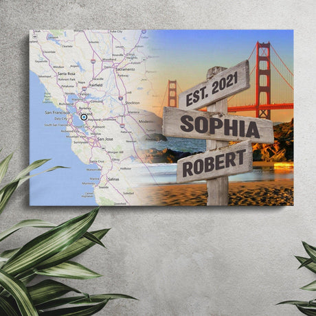 Posters, Prints, & Visual Artwork Personalized Valentine Map Location - Custom Photo & Name Poster Canvas Print