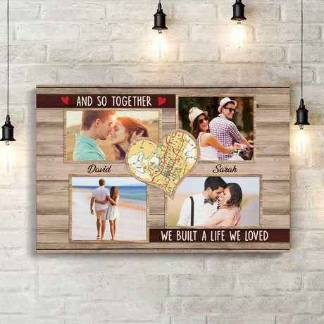 Posters, Prints, & Visual Artwork Personalized Valentine Map Location - Custom Photo & Name Poster Canvas Print