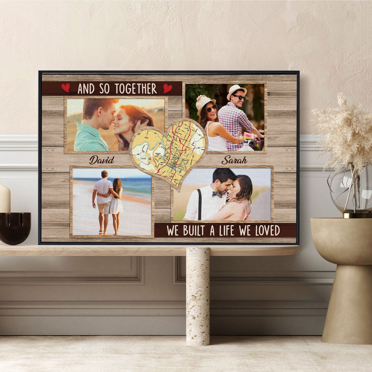 Posters, Prints, & Visual Artwork Personalized Valentine Map Location - Custom Photo & Name Poster Canvas Print