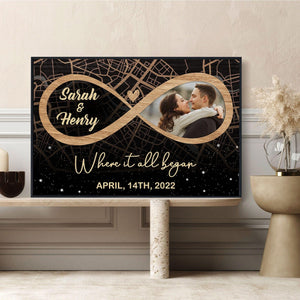 Posters, Prints, & Visual Artwork Personalized Valentine Map Location - Custom Photo & Name Poster Canvas Print