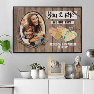 Posters, Prints, & Visual Artwork Personalized Valentine Map Location - Custom Photo & Name Poster Canvas Print