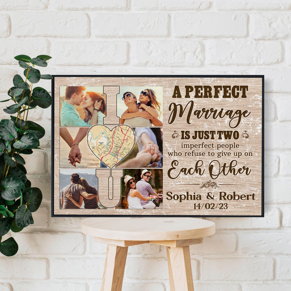 Posters, Prints, & Visual Artwork Personalized Valentine Map Location - Custom Photo & Name Poster Canvas Print