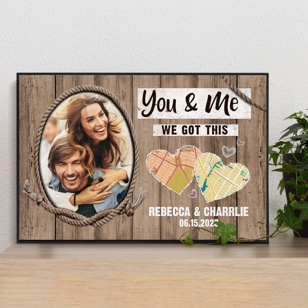 Posters, Prints, & Visual Artwork Personalized Valentine Map Location - Custom Photo & Name Poster Canvas Print