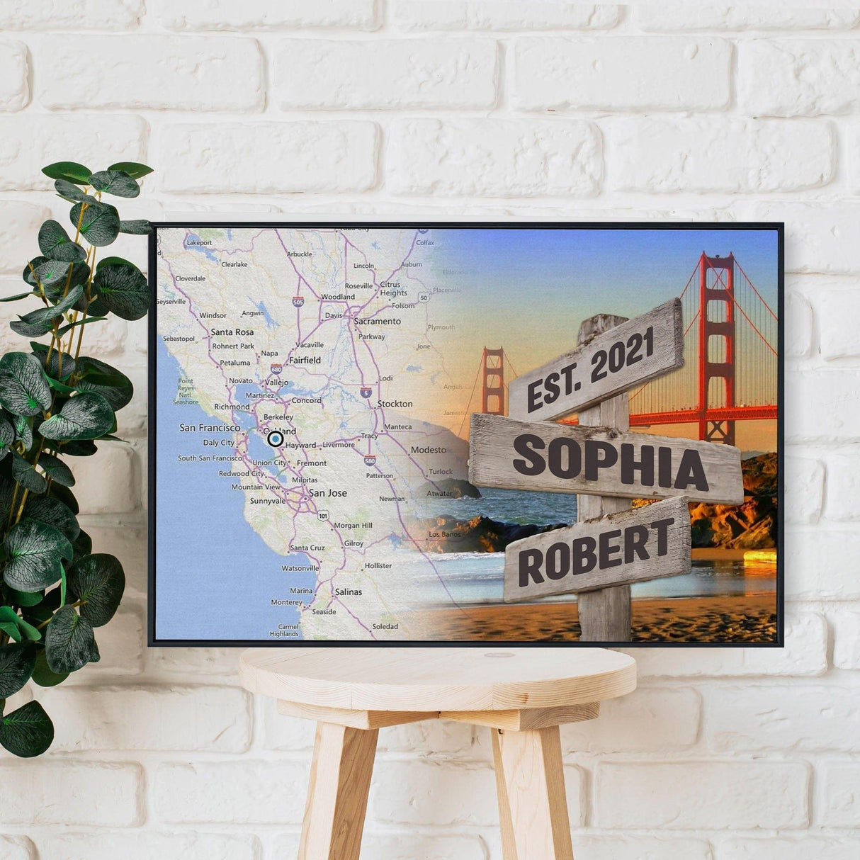 Posters, Prints, & Visual Artwork Personalized Valentine Map Location - Custom Photo & Name Poster Canvas Print