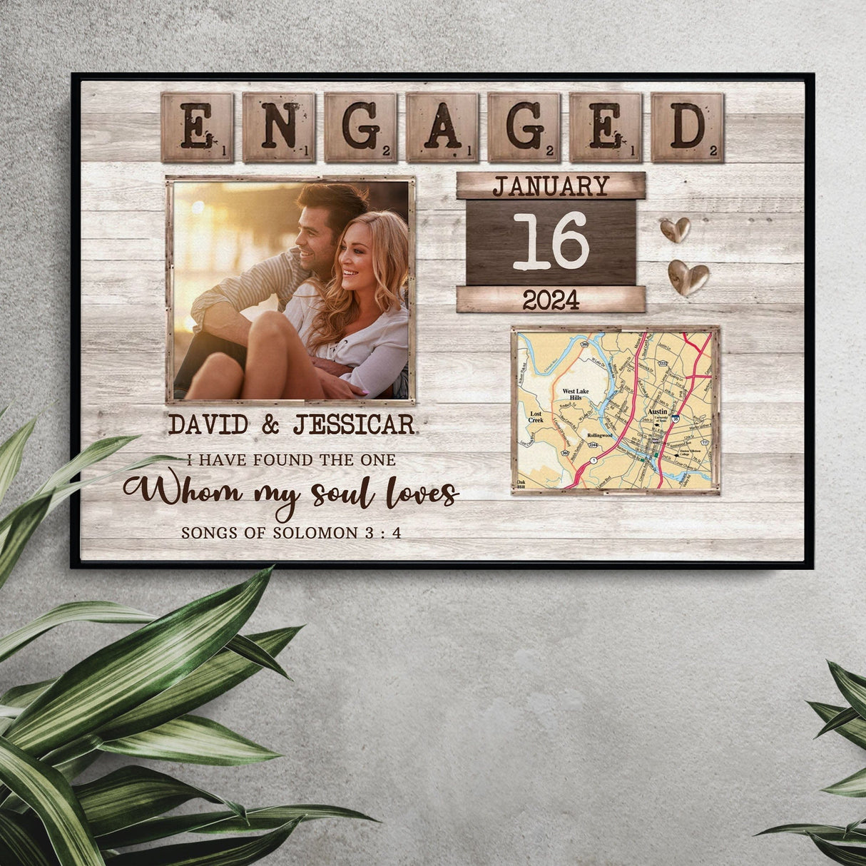 Posters, Prints, & Visual Artwork Personalized Valentine Map Location - Custom Photo & Name Poster Canvas Print