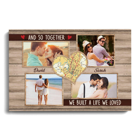 Posters, Prints, & Visual Artwork Personalized Valentine Map Location - Custom Photo & Name Poster Canvas Print