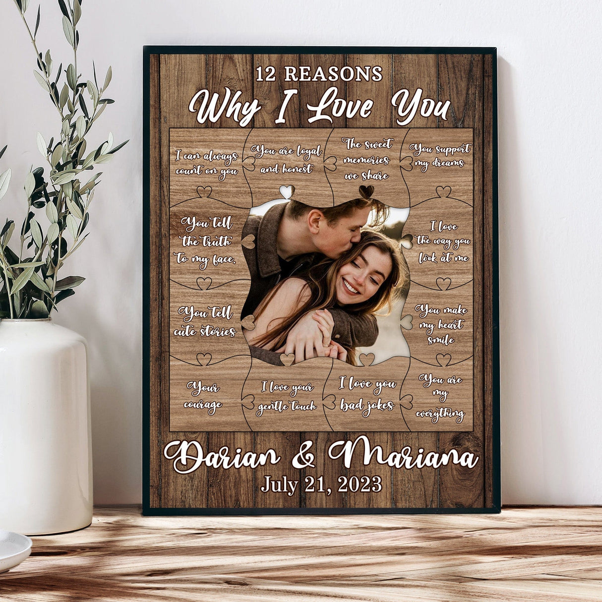 Posters, Prints, & Visual Artwork Personalized Valentine's Day Why I Love You Puzzles Canvas  - Custom Photo & Name Poster Canvas Print