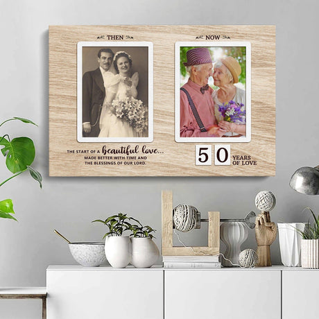 Posters, Prints, & Visual Artwork Personalized Valentine Wedding Anniversary - Custom Photo & Name Poster Canvas Print