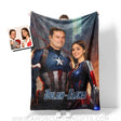 Blankets Personalized Valentine's Day Captain America Couple After Battle Blanket | Custom Face & Name Couple Blanket