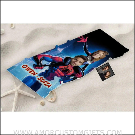 Towels Personalized Valentine's Day Superhero Spiderman & Spider Girl Couple Towel