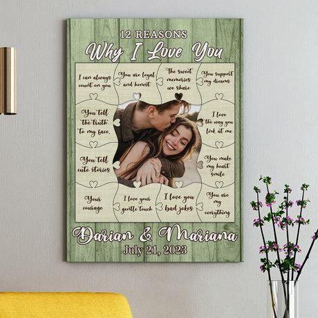 Posters, Prints, & Visual Artwork Personalized Valentine's Day Why I Love You Puzzles Canvas  - Custom Photo & Name Poster Canvas Print