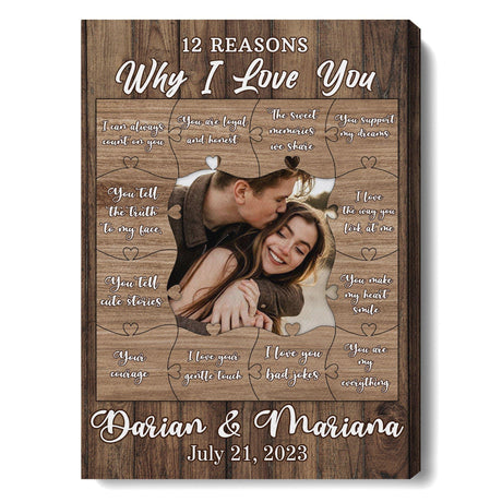 Posters, Prints, & Visual Artwork Personalized Valentine's Day Why I Love You Puzzles Canvas  - Custom Photo & Name Poster Canvas Print