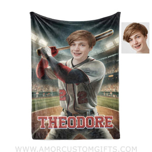 Blankets Personalized MLB Washington Baseball Boy Nationals Photo Blanket | Custom Name & Face Boy Blanket