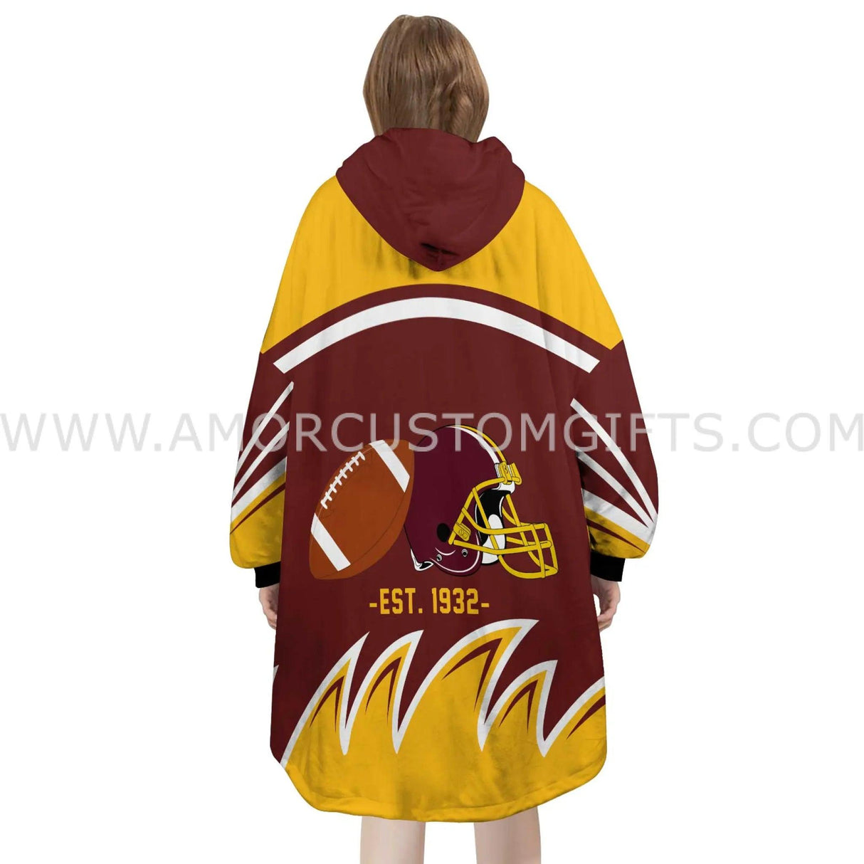 Personalized Washington Football Snug Oversized Wearable Hoodie Blanket-Hoodie Blanket-Amor Custom Gifts