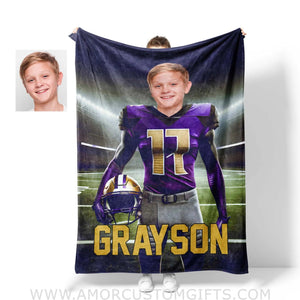 Blankets Personalized NCAA Washington Hockey Boy Huskies Photo Blanket | Custom Name & Face Boy Blanket