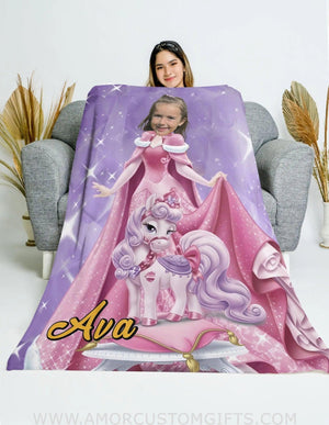 Blankets Personalized Winter Princess Aurora Blanket | Custom Name & Face Girl Princess Blanket