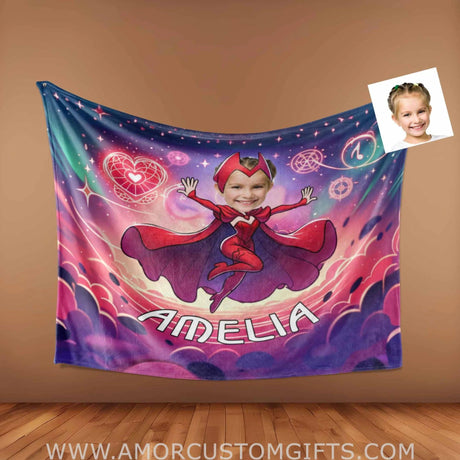 Personalized Witch Girl Wanda 1 Photo Blanket | Custom For Girls Blankets