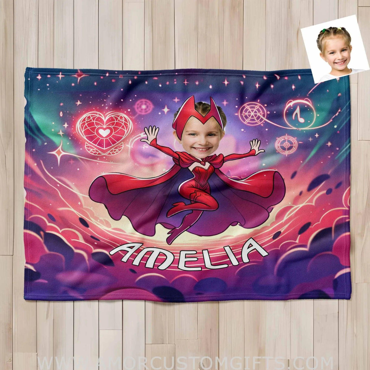 Personalized Witch Girl Wanda 1 Photo Blanket | Custom For Girls Blankets