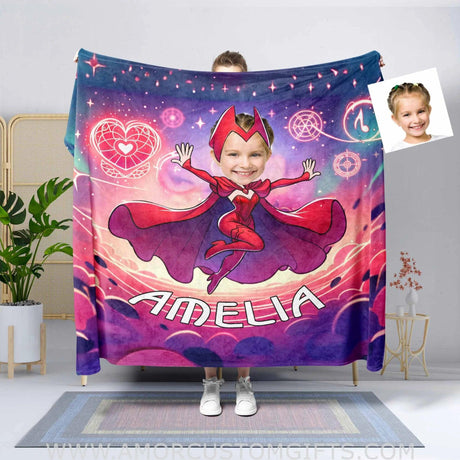 Personalized Witch Girl Wanda 1 Photo Blanket | Custom For Girls Blankets