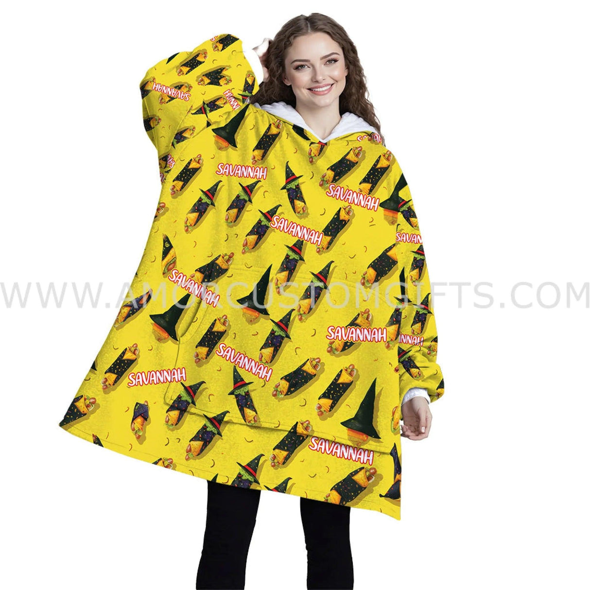 Personalized Wizard Burritos Snug Oversized Wearable Hoodie Blanket-Hoodie Blanket-Amor Custom Gifts