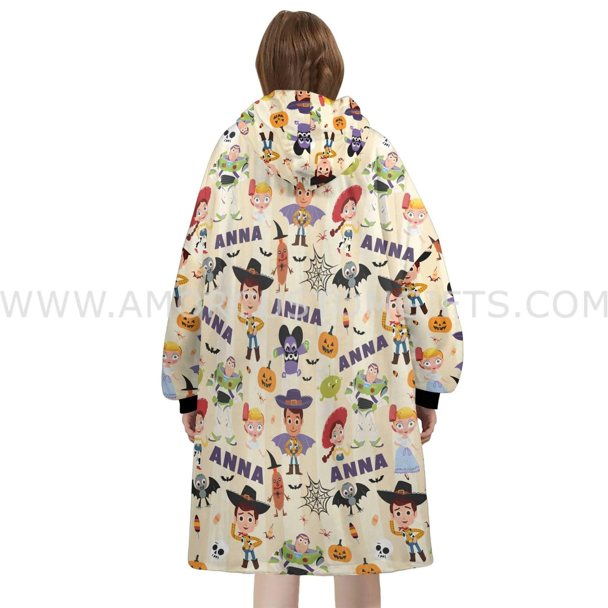 Personalized Woody Spooky Toyland Adventure Halloween Snug Oversized Wearable Hoodie Blanket-Hoodie Blanket-Amor Custom Gifts