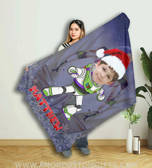 Blankets Personalized Xmas Buzz Lightyear Blanket | Custom Christmas Blanket For Boys