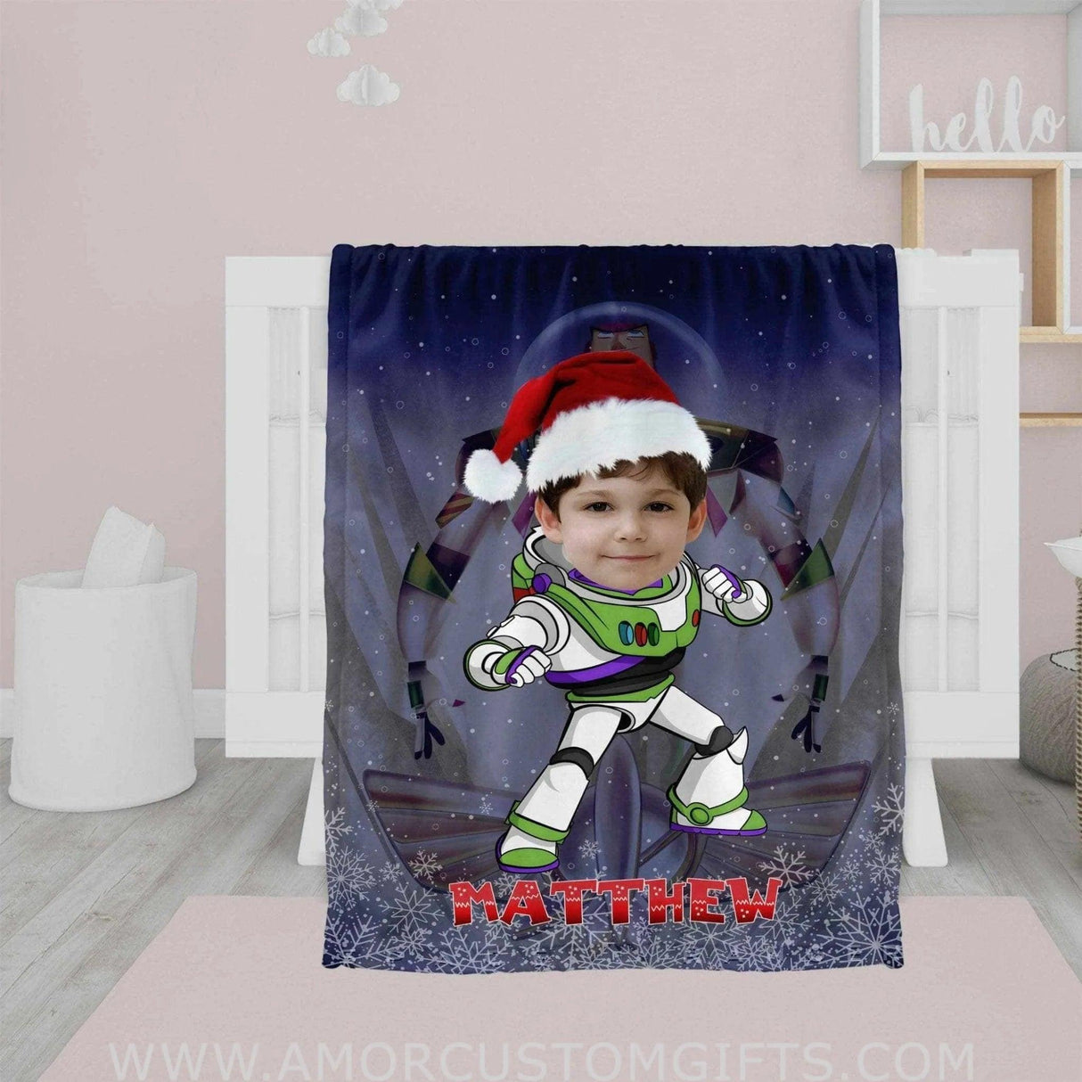 Blankets Personalized Xmas Buzz Lightyear Blanket | Custom Christmas Blanket For Boys