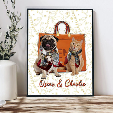 Posters, Prints, & Visual Artwork Pet Lovers - Luxury Bag - Personalized Pet Poster Canvas Print