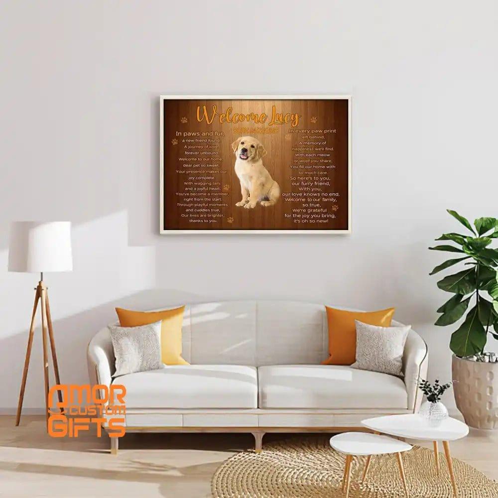 Posters, Prints, & Visual Artwork Pet Lovers - Welcome Lucy - Personalized Pet Poster Canvas Print