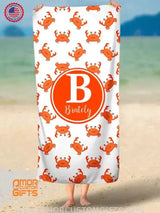 Towels Pineapple Towel, Monogram Personalized Beach Towel, Summer Tropical Fruit Beach Towel, Crab Towel