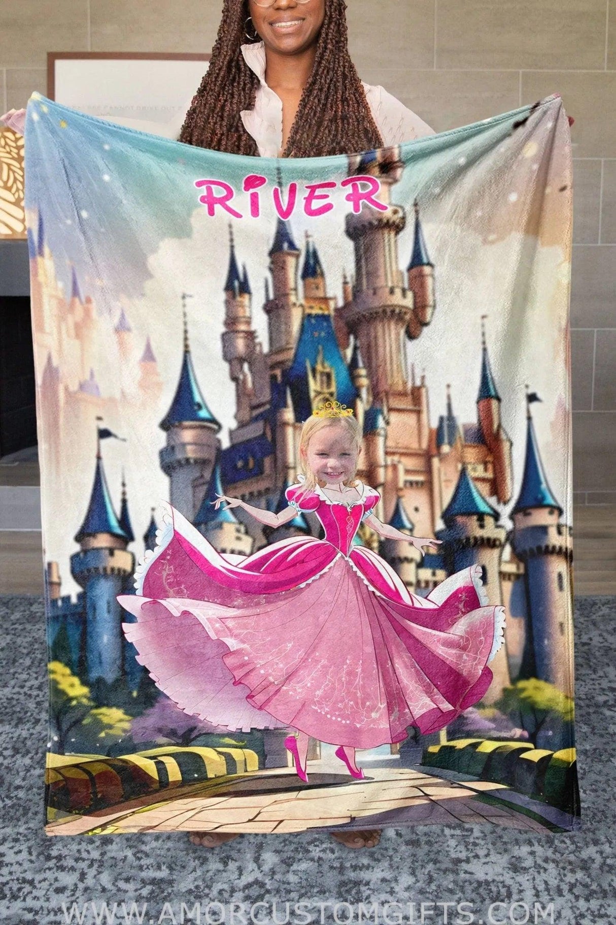 Blankets Sleeping Beauty 2 Blanket Custom Face & Name | Custom Face & Name Girl Princess Aurora Blanket