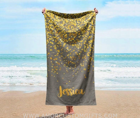 Towels Sparkling Gold Name Personalized Beach Towel Personalized Name Bath Towel Custom Pool Towel Beach Towel With Name Birthday Vacation Gift