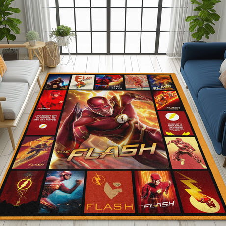 Mats & Rugs Superhero Flash Character Movie Area Rug | Personalized Superhero Flash Character Movie Rug | Character Movie Carpet, Mat, Home Decor