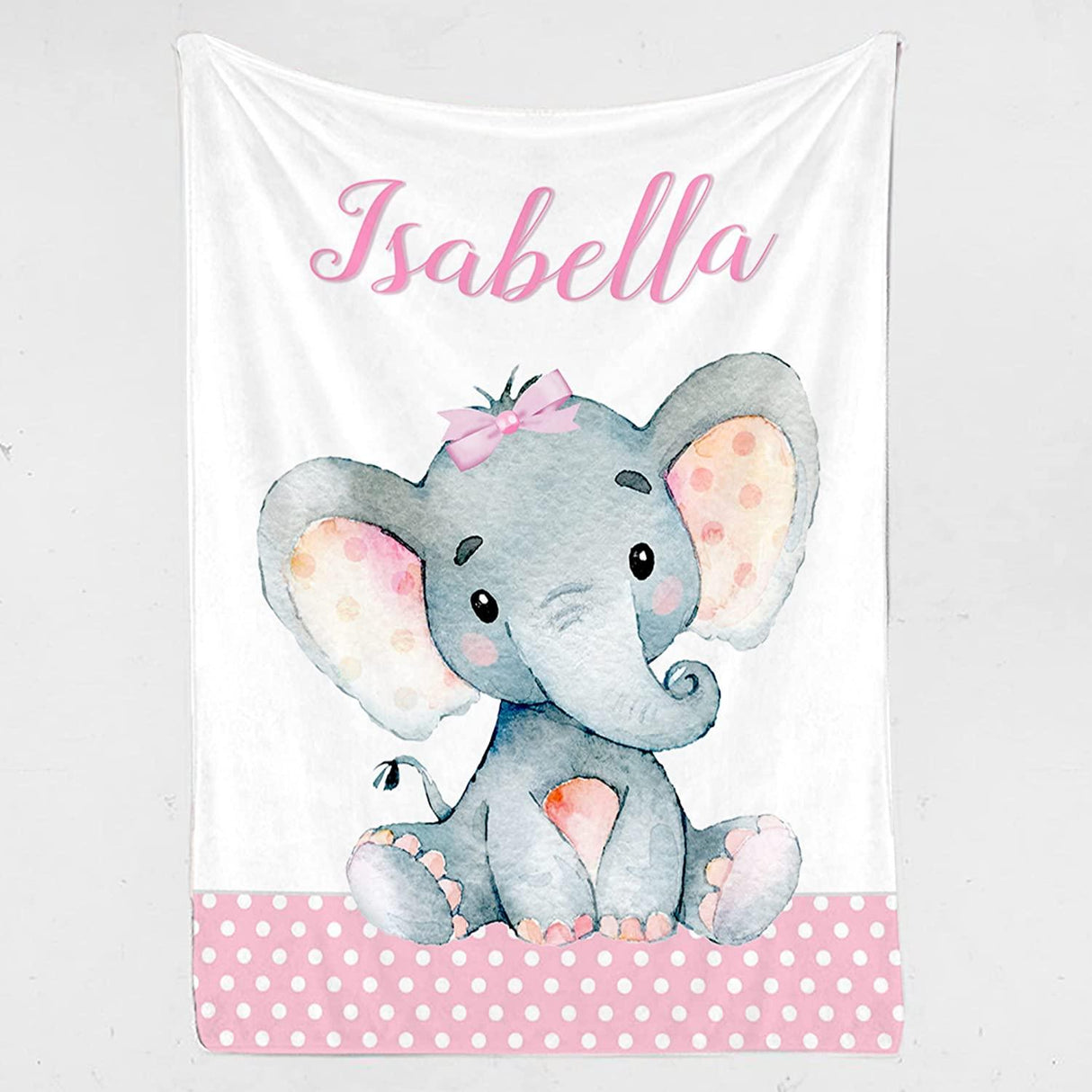 Blankets USA MADE Baby Boy Blanket - Personalized Baby Blanket for Boy with Name, Custom Baby Blanket for Boy, Nusery Elephant Blue Baby Name Blanket