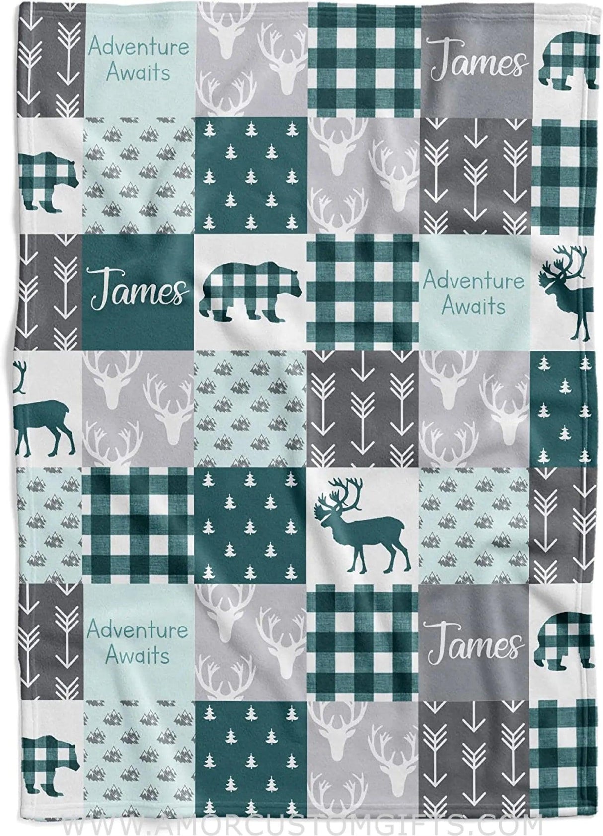 Blankets USA MADE Bear Personalized Baby Blankets - Custom Baby Blanket with Name for Boys - Soft Plush Fleece