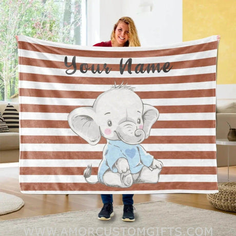 Blankets Boy Elephant Blanket, Custom Name Baby Blanket, Elephant Baby Blanket Boy - Elephant blanket Gifts For kids