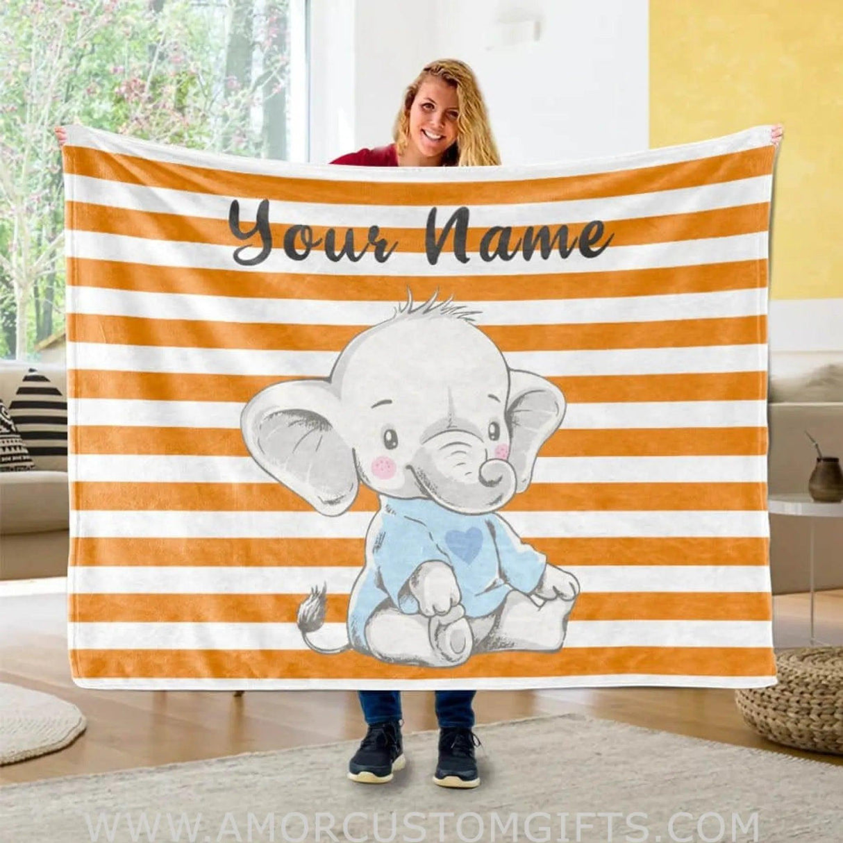 Blankets Boy Elephant Blanket, Custom Name Baby Blanket, Elephant Baby Blanket Boy - Elephant blanket Gifts For kids