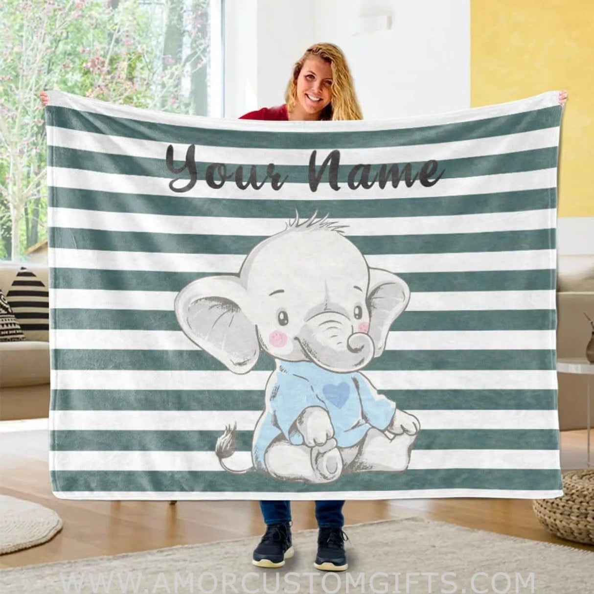 Blankets Boy Elephant Blanket, Custom Name Baby Blanket, Elephant Baby Blanket Boy - Elephant blanket Gifts For kids