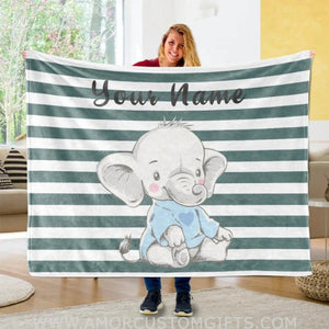 Blankets Boy Elephant Blanket, Custom Name Baby Blanket, Elephant Baby Blanket Boy - Elephant blanket Gifts For kids