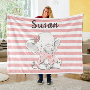 Blankets Boy Elephant Blanket, Custom Name Baby Blanket, Elephant Baby Blanket Boy - Elephant blanket Gifts For kids